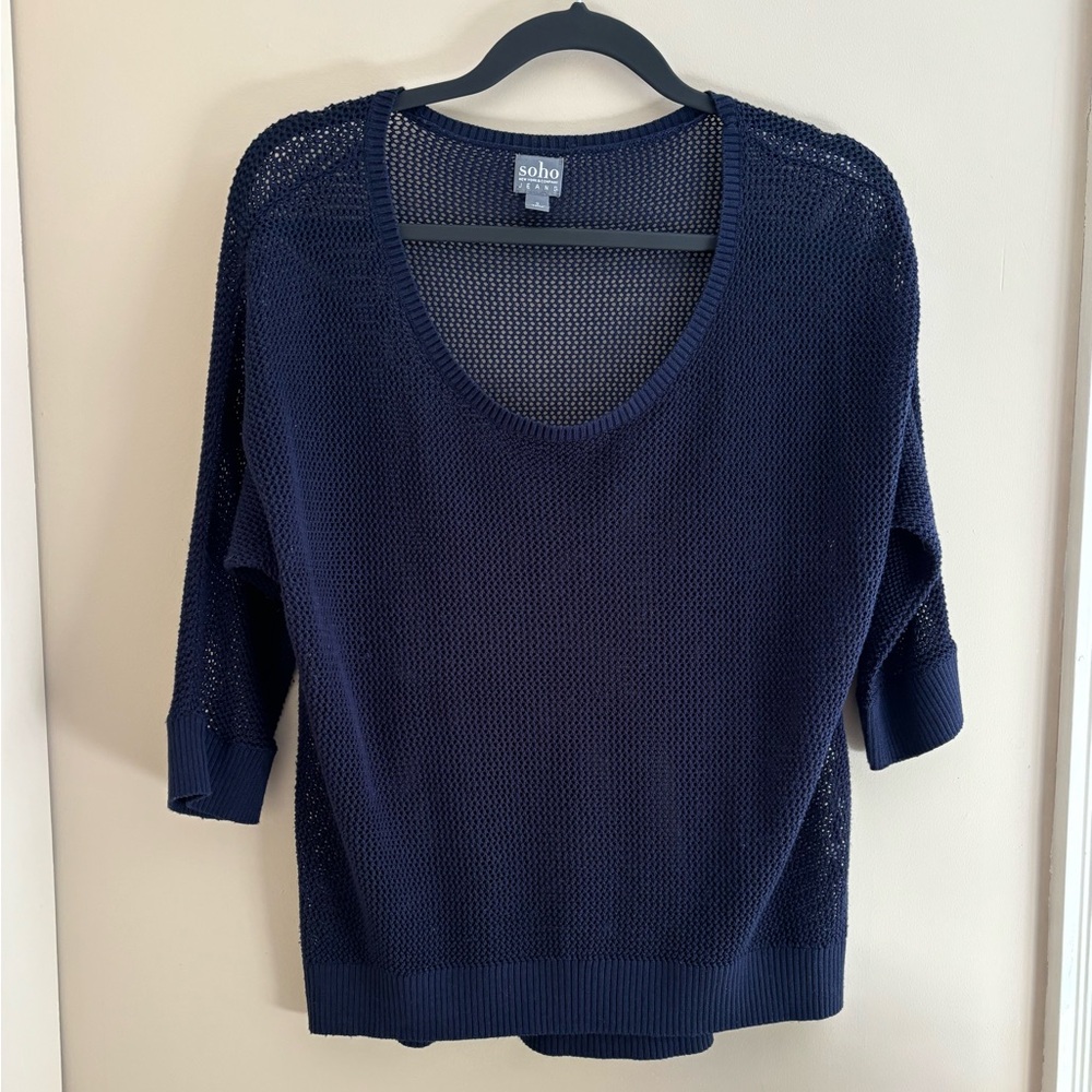 {SOHO NY&CO Jeans} navy sheer sweater women's size small
